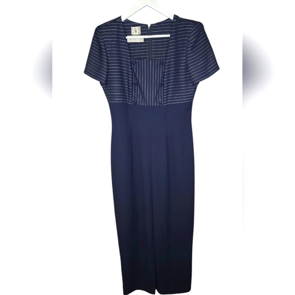 sacs fifth avenue Pants - DW3 by Daniel W. Navy Pinstripe Jumpsuit – Size 8 – Saks Fifth Avenue